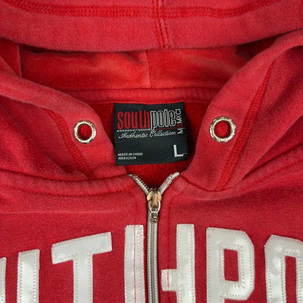 Southpole Classic Red Full Zip Hoodie Mens Large Y2K Streetwear Graphic Logo